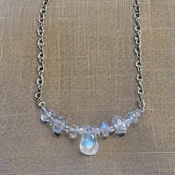 Genuine Rainbow Moonstone Necklace! 925 stamped silver rolo chain. - Picture 12 of 12